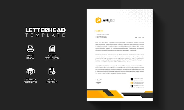 PSD design de modèle d'en-tête de lettre moderne pour les entreprises et les entreprises