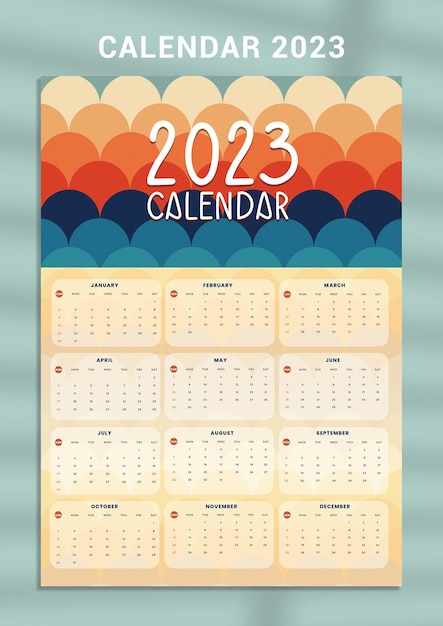 PSD design moderno de calendário 2023