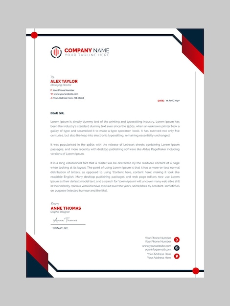 Design moderno de modelos de papel de carta de negócios e corporativos