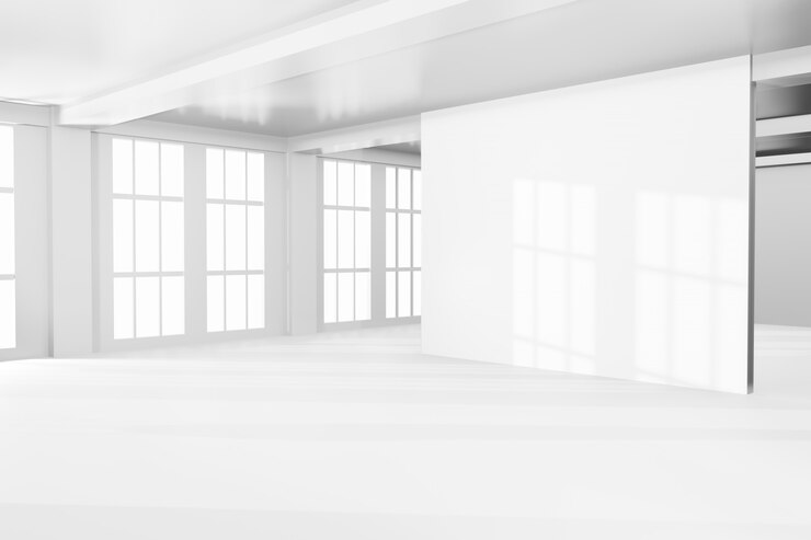 PSD design moderno vuoto elegante camera in colore bianco brillante