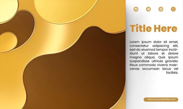 PSD design para modelo de folheto com ouro abstrato 3d