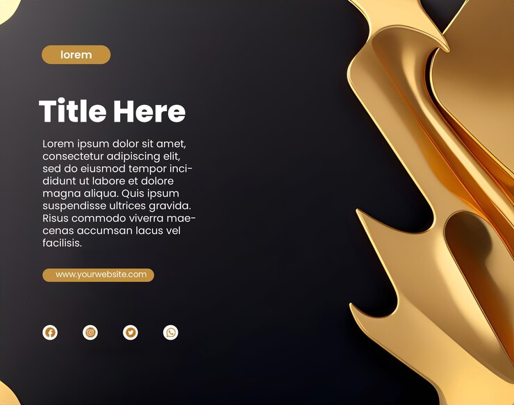 PSD design para modelo de folheto com ouro abstrato 3d
