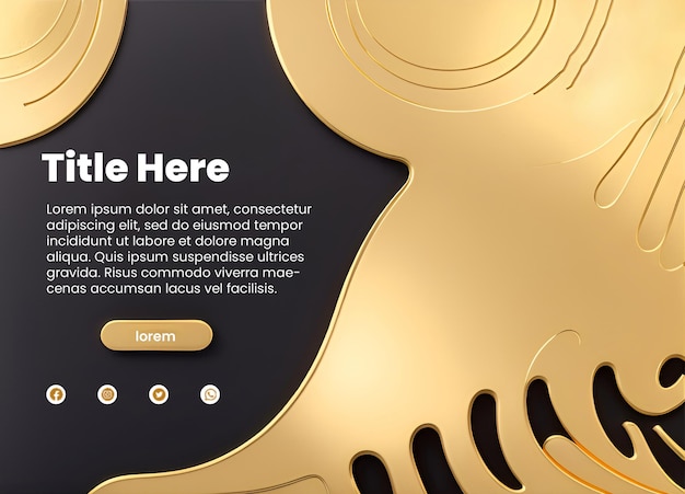Design per modello di volantino con oro astratto 3d
