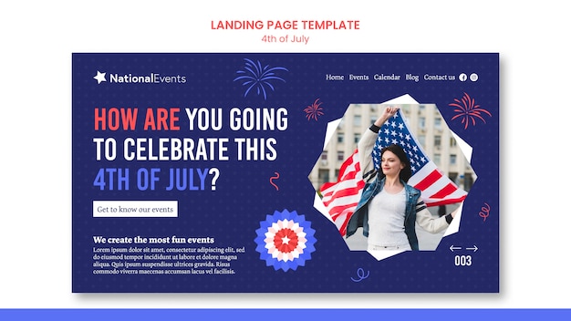 Design piatto 4 luglio modello di progettazione della pagina di destinazione
