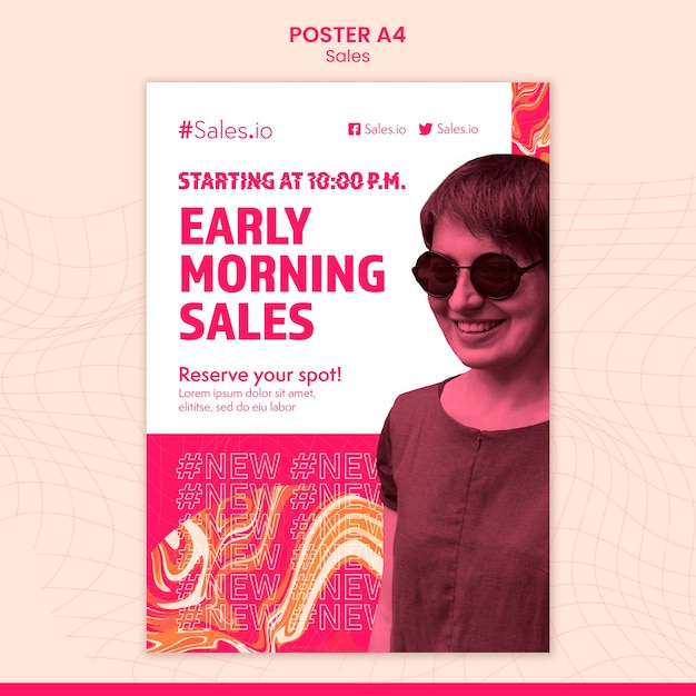 Design piatto del modello di poster di vendita