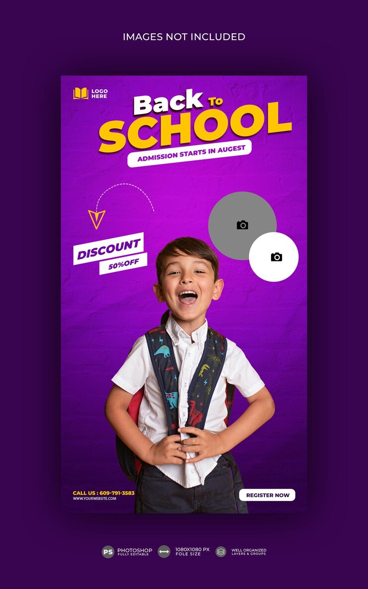Design plano de volta às histórias do instagram de escola