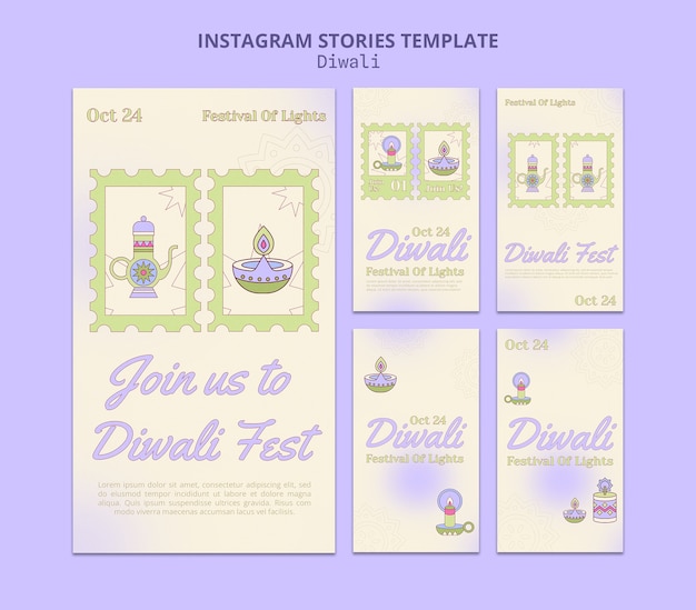 PSD design plat happy diwali histoires instagram