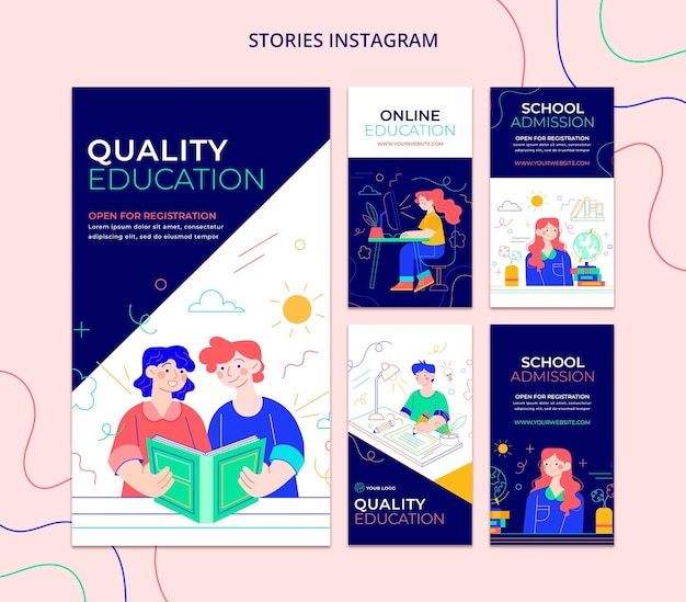 Design plat retour aux histoires instagram de l'école