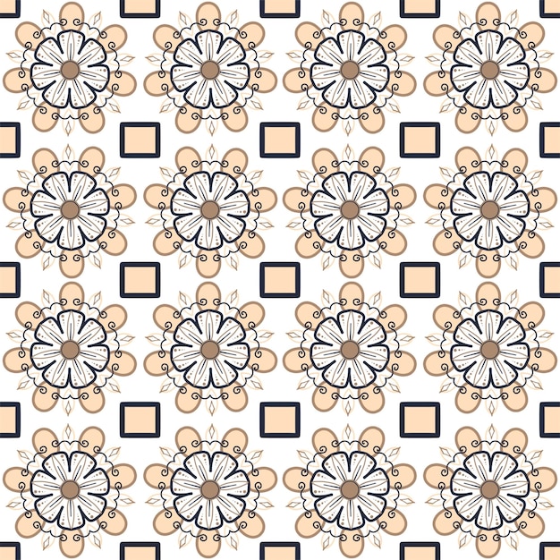 Design polyvalent de motifs de carreaux avec une illustration de fleurs vintage