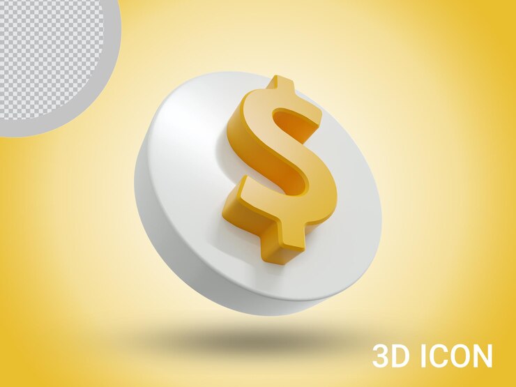 Design premium do ícone 3D cifrão