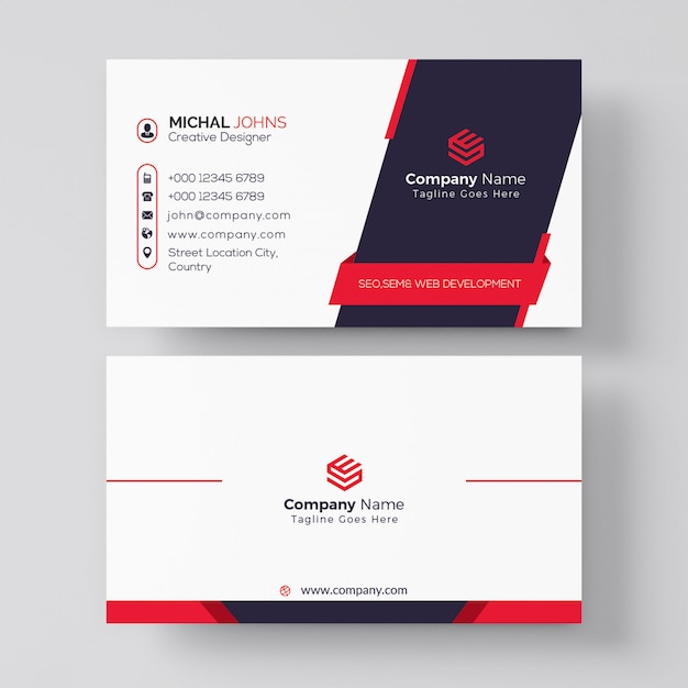 Design profissional de cartão vermelho e preto