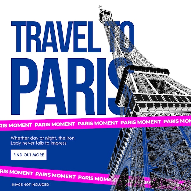 Design promotionnel pour les voyages et les visites de PSD Paris pour les médias sociaux et Instagram