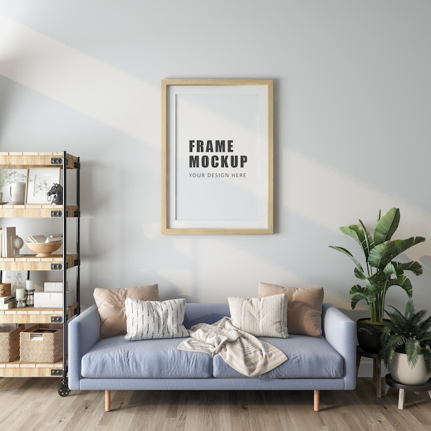 Design-Raum-Fotorahmen-Mockup-Design in 3D-Rendering