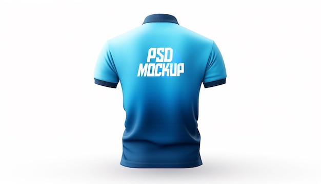 PSD design realista de maquete de camiseta polo azul