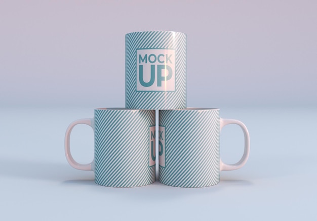 Design realista de maquete de caneca com três lados