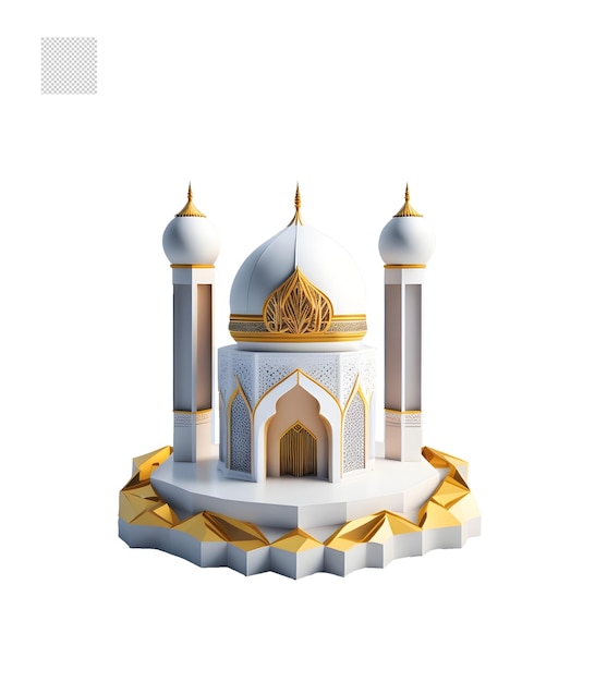 Design realista de mini mesquita 3d isométrica png