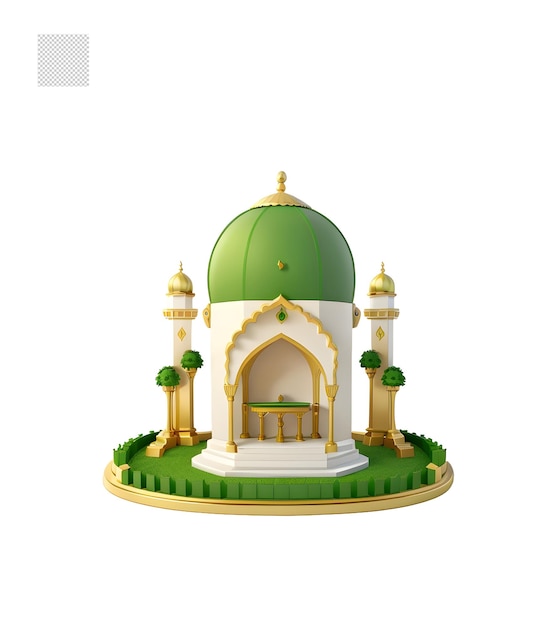 Design realista de mini mesquita 3d isométrica png