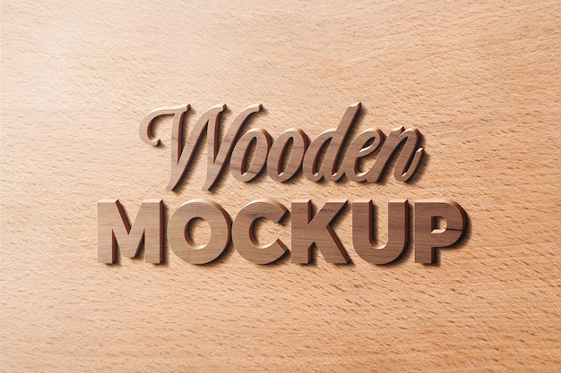Design realistico del mockup del logo in legno