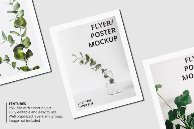 Design realistico del modello di brochure di carta o volantino