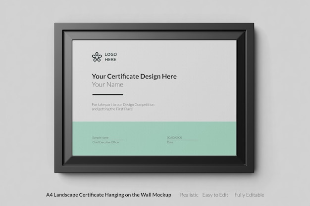 Design realistico del modello di certificato moderno