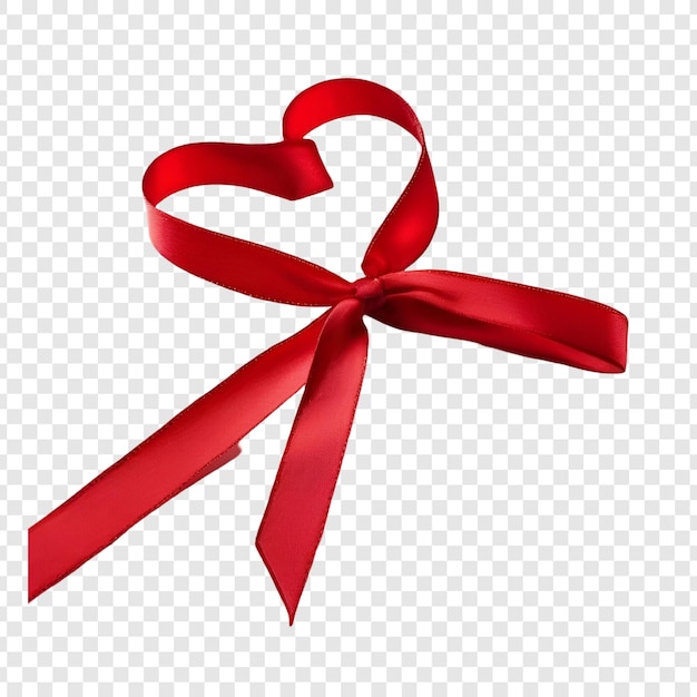 Design romantique de la fête de la Saint-Valentin isolé sur transparent en forme de cœur en ruban rouge satin
