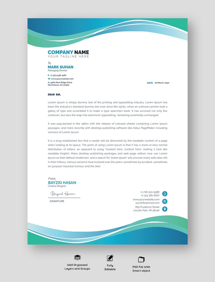 PSD design d'en-tête professionnel moderne avec des couleurs vives et une mise en page organisée