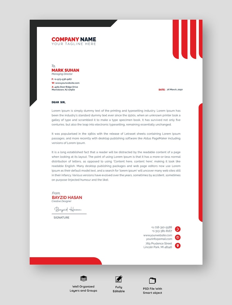 PSD design d'en-tête professionnel moderne avec des couleurs vives et une mise en page organisée