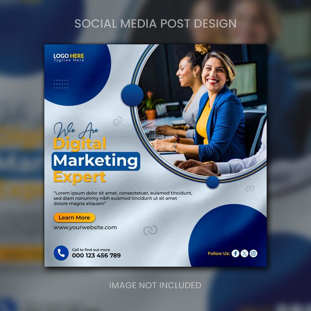 Design unique de bannière de marketing numérique sur les médias sociaux et de post d'instagramme