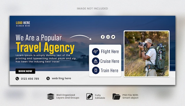 Design von Banner- oder Webbanner-Vorlagen für Reise- und Tourismus-Cover