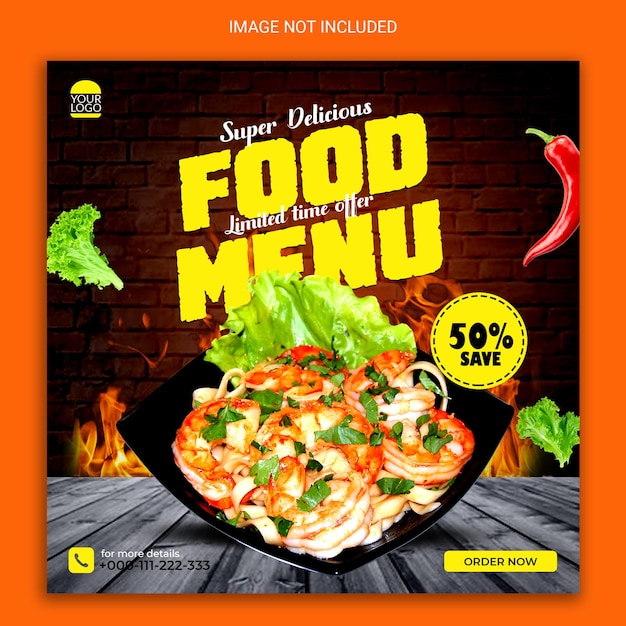 Design von banner-vorlagen für köstliche speisen in den sozialen medien.