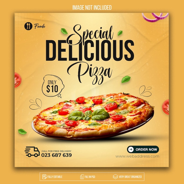 Design von Fast-Food-Pasta-Social-Media-Bannerpostvorlagen Premium Psd