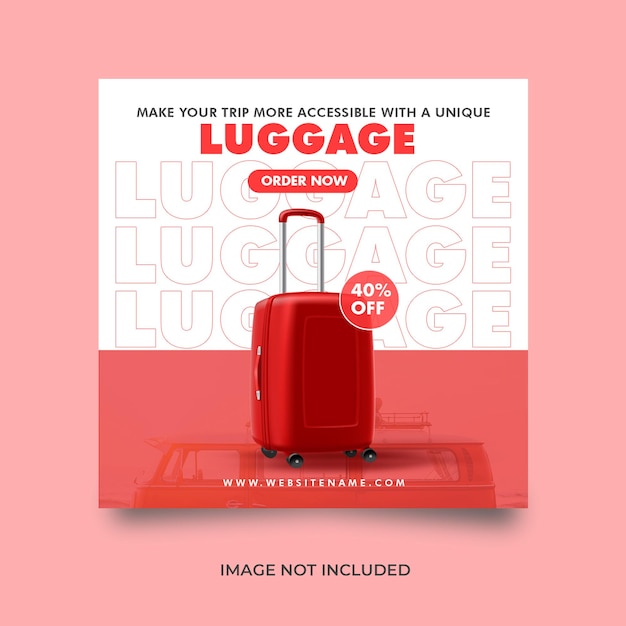 Design von reisegepäck oder taschenvorlagen für soziale medien.