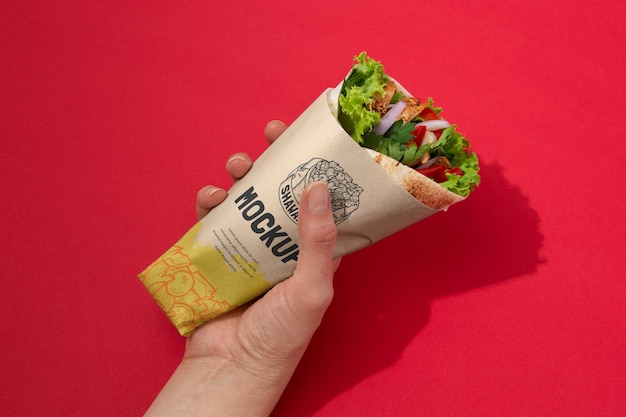 PSD design von shawarma-verpackungsmodellen