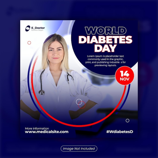 PSD design von social-media-beiträgen zum weltdiabetestag