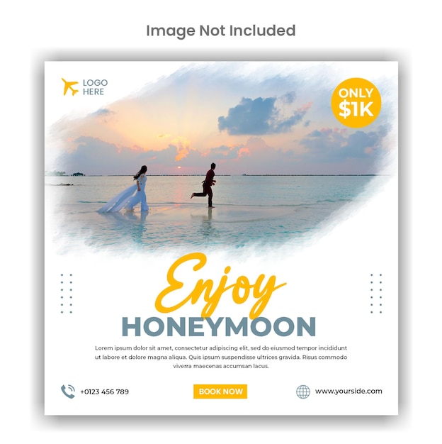 Design von Social-Media- oder Instagram-Post-Vorlagen für Hochzeitsreisen