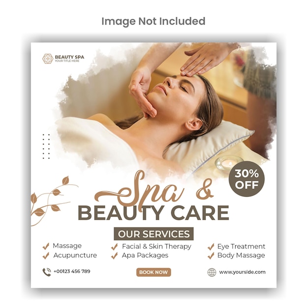 Design von Social Media- oder Instagram-Postvorlagen für Spa- und Schönheitspflege