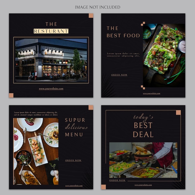 PSD design von vorlagen für soziale medien in restaurants