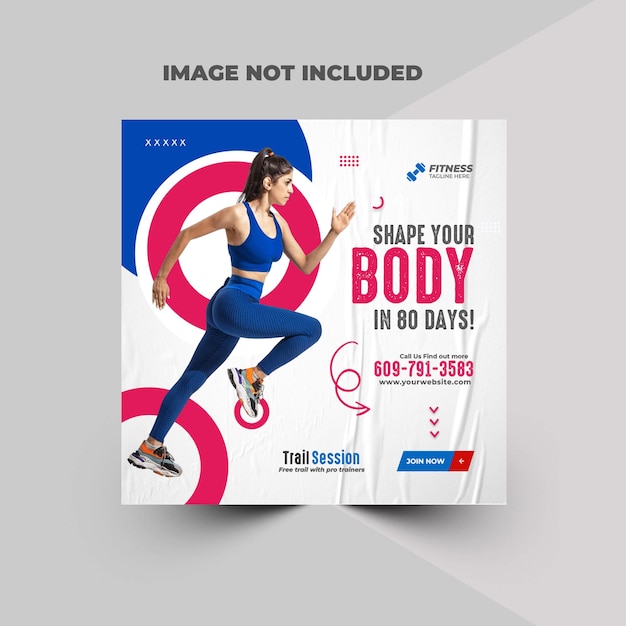 Design-Vorlage für Fitness-Fitnessstudio-Flyer für Social Media-Post-Web-Banner-Instagram-Anzeigen