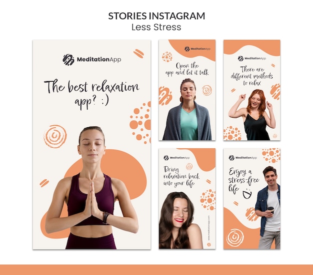 Design-vorlage für instagram-storys mit weniger stress