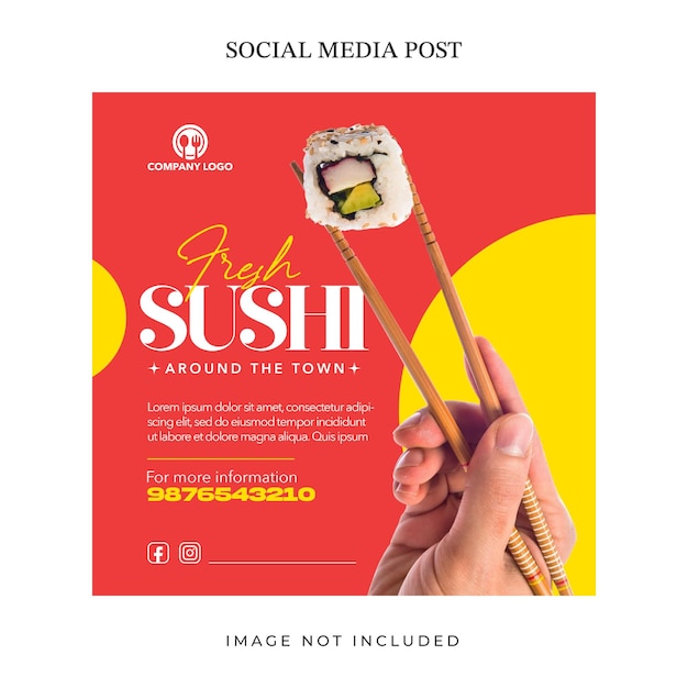 Design-vorlage für social-media-banner für frisches sushi