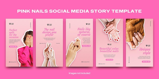 Design-vorlage für social-story-beiträge von pink nails