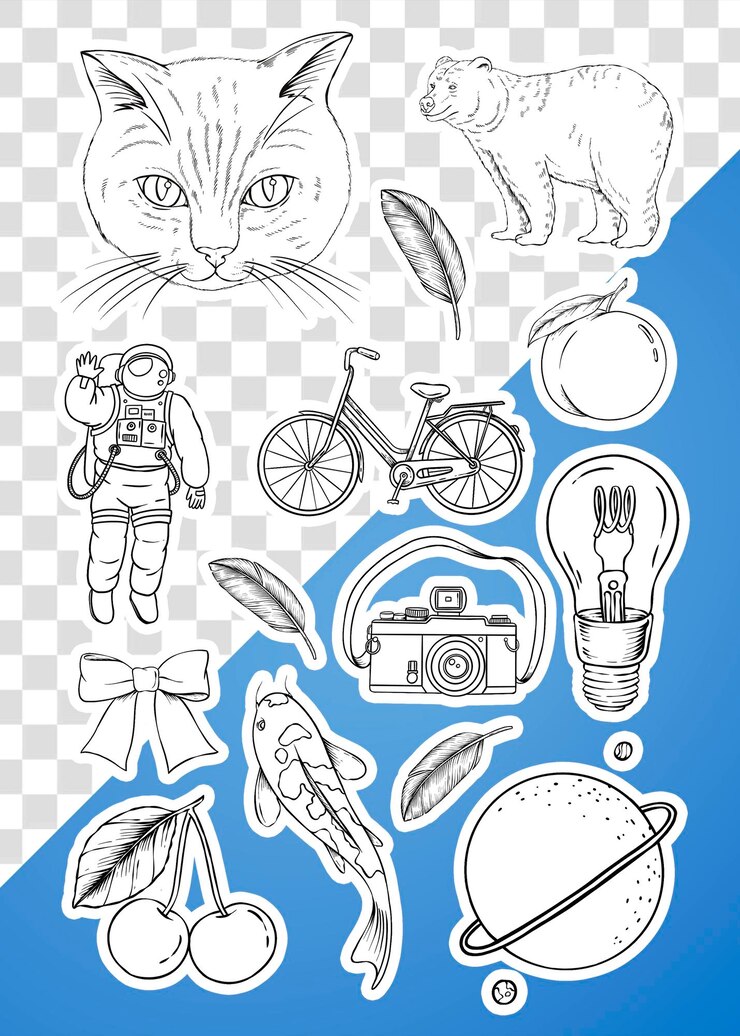 PSD designelement für das mix-sticker-set