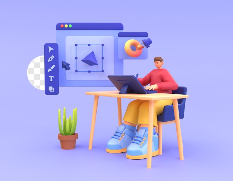 PSD designer gráfico ilustração 3d