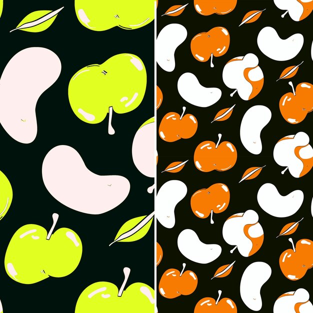 PSD designs de maçã e maçã são mostrados em um fundo preto