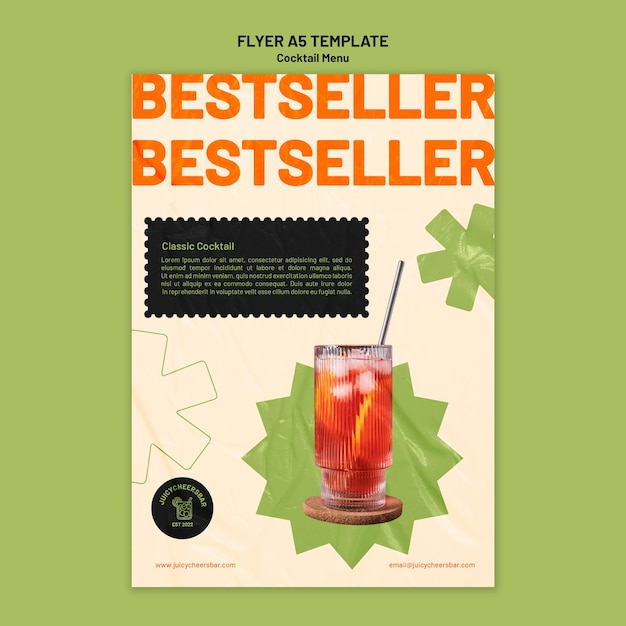 Designvorlage für Cocktailmenü-Flyer
