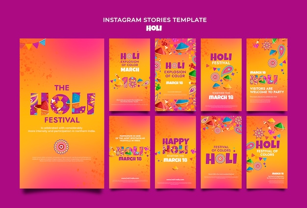 PSD designvorlage für das flache design des holi-festivals