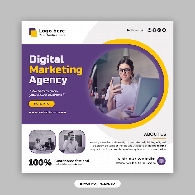 Designvorlage für digitales Marketing und soziale Medien für Unternehmen sowie Designvorlage für Webbanner