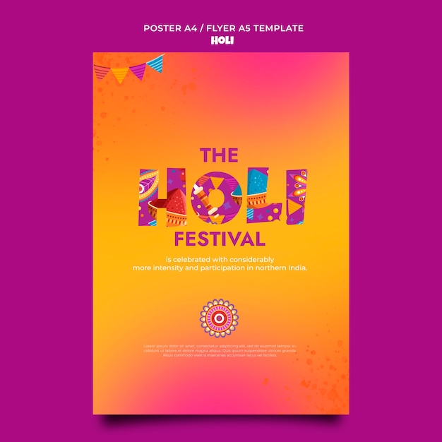 Designvorlage für Holi-Festival mit Farbverlauf