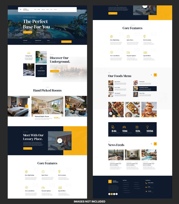 PSD designvorlage für hotel- und resort-websites, hotel-landing-page-design