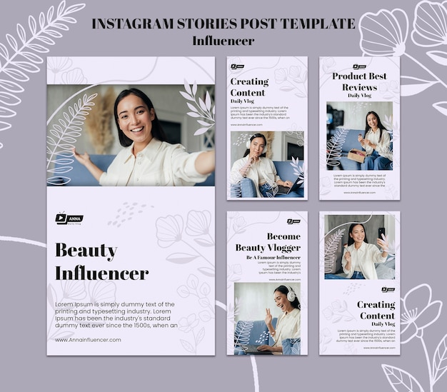 Designvorlage für Influencer-Instagram-Geschichten mit flachem Design